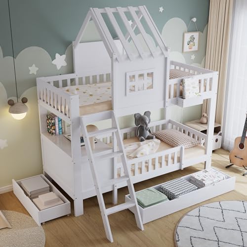 OKMYHOME Etagenbett 90 x 200 cm – Kinderbett mit Struktur aus MDF – Massivholz + MDF – ohne Matratze – Weiß OKMYHOME Etagenbett 90 x 200 cm – Kinderbett mit Struktur aus MDF – Massivholz + MDF – ohne Matratze – Weiß von OKMYHOME