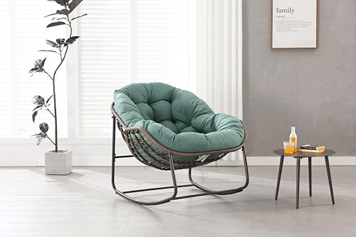 OKMYHOME Jardin – Hängesessel zum Schaukeln, mit stabilem Stahlrahmen und bequemem Kissen aus Baumwolle, für Balkon und Terrasse, 94,5 x 111 x 80 cm – Grün von OKMYHOME