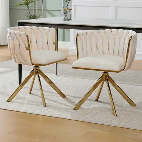 OKMYHOME Moderner Sessel, Samt, 1-Sitzer, Schlafzimmerstuhl mit 180° Drehung und ergonomischer Sitzfläche – Füße aus vergoldetem Metall – Elfenbein OKMYHOME Moderner Sessel, Samt, 1-Sitzer, Schlafzimmerstuhl mit 180° Drehung und ergonomischer Sitzfläche – Füße aus vergoldetem Metall – Elfenbein von OKMYHOME