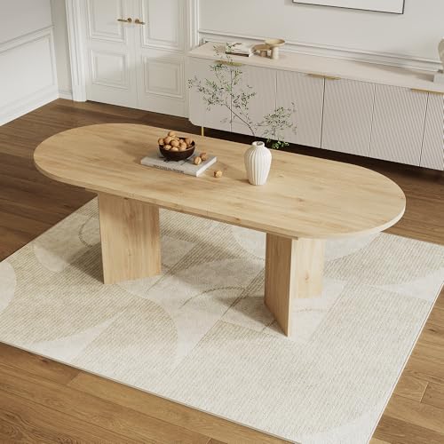 OKMYHOME Moderner ausziehbarer Esstisch mit Verlängerung für 4 bis 6 Personen und abgerundete Ecken – robustes MDF, 160 x 80 x 75 cm, Eiche von OKMYHOME