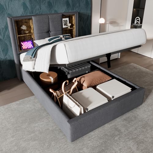 OKMYHOME Polsterbett, 90 x 200 cm, mit kabellosem Laden und USB-C-Anschlüssen, Lattenrost aus Holz inklusive, moderner Stil – Grau, ohne Matratze OKMYHOME Polsterbett, 90 x 200 cm, mit kabellosem Laden und USB-C-Anschlüssen, Lattenrost aus Holz inklusive, moderner Stil – Grau, ohne Matratze von OKMYHOME