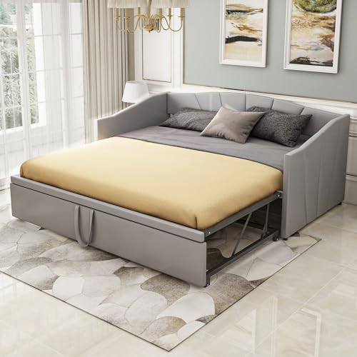 OKMYHOME Polsterbett 90/180 x 200 cm – Multifunktionsbett mit Lattenrost – Samt + MDF + Metall – ohne Matratze – Grau von OKMYHOME