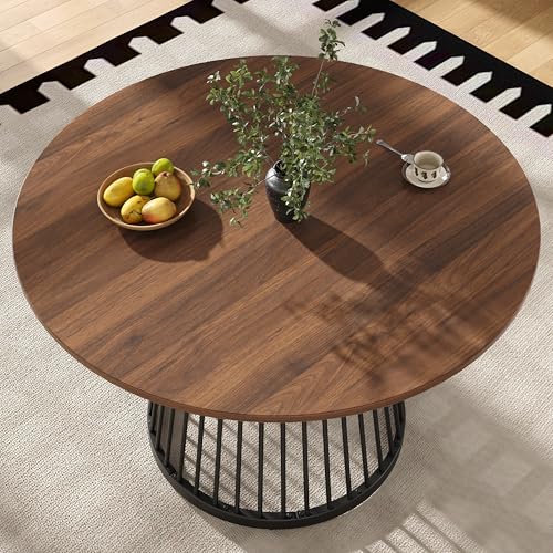 OKMYHOME Runder Esstisch mit MDF-Platte in Marmor-Optik, Metallgestell Schwarz, 80 x 80 x 76 cm – Walnuss OKMYHOME Runder Esstisch mit MDF-Platte in Marmor-Optik, Metallgestell Schwarz, 80 x 80 x 76 cm – Walnuss von OKMYHOME