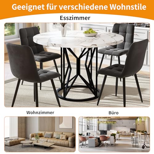 OKMYHOME Runder Esstisch mit geometrischen Metallbeinen und MDF-Platte in Marmor-Optik, 100 x 100 x 76 cm, Weiß und Schwarz OKMYHOME Runder Esstisch mit geometrischen Metallbeinen und MDF-Platte in Marmor-Optik, 100 x 100 x 76 cm, Weiß und Schwarz von OKMYHOME