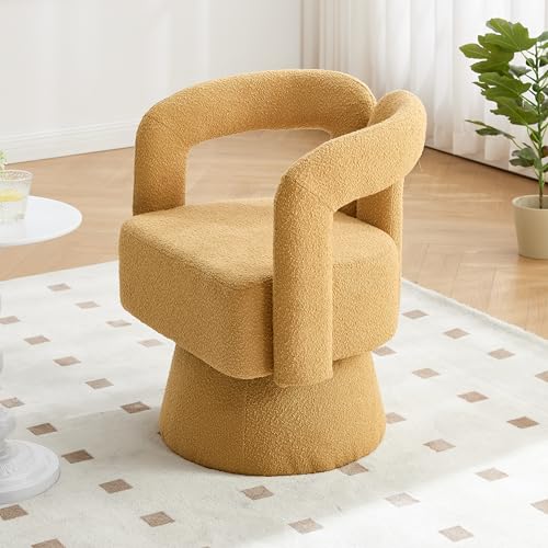 OKMYHOME Sessel – 360° drehbarer Sessel mit Sitzfläche und Rückenlehne, weicher Stoff, Rahmen aus Holz und Metall, 67 x 55 x 74 cm, senfgelb OKMYHOME Sessel – 360° drehbarer Sessel mit Sitzfläche und Rückenlehne, weicher Stoff, Rahmen aus Holz und Metall, 67 x 55 x 74 cm, senfgelb von OKMYHOME