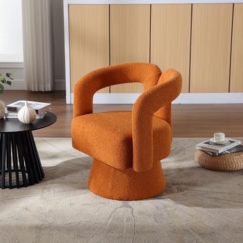 OKMYHOME Sessel – 360° drehbarer Sessel mit gepolsterter Sitzfläche aus Schlaufenstoff, Rahmen aus Holz und Metall, Belastung 150 kg, 67 x 55 x 74 cm, orange OKMYHOME Sessel – 360° drehbarer Sessel mit gepolsterter Sitzfläche aus Schlaufenstoff, Rahmen aus Holz und Metall, Belastung 150 kg, 67 x 55 x 74 cm, orange von OKMYHOME