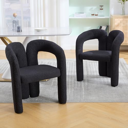 OKMYHOME Sessel – Moderner Sessel mit Armlehnen und gepolstertem Kissen, Bezug Teddy und Massivholzgestell, 61 x 52 x 71 cm, Schwarz OKMYHOME Sessel – Moderner Sessel mit Armlehnen und gepolstertem Kissen, Bezug Teddy und Massivholzgestell, 61 x 52 x 71 cm, Schwarz von OKMYHOME