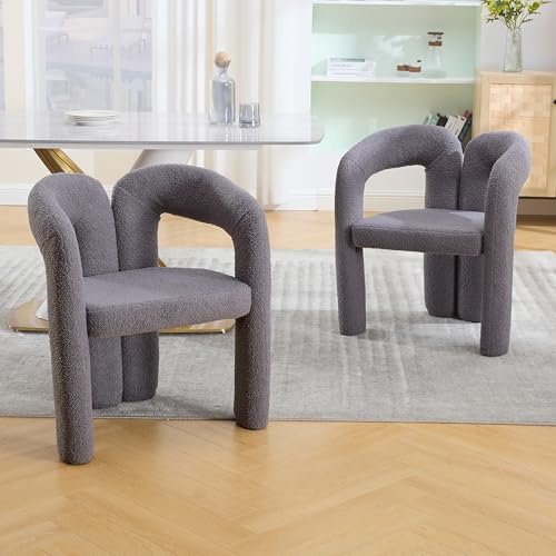 OKMYHOME Sessel – Moderner Sessel mit Armlehnen und gepolstertem Kissen, Bezug Teddy und Massivholzstruktur, 61 x 52 x 71 cm, Grau von OKMYHOME