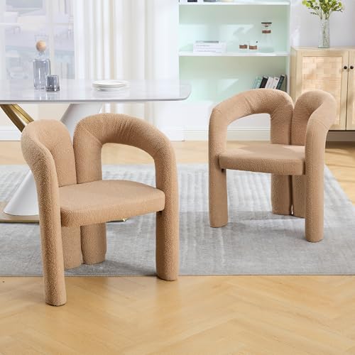 OKMYHOME Sessel – Moderner Sessel mit Armlehnen und gepolstertem Sitzkissen, Teddybezug und Massivholzgestell, 61 x 52 x 71 cm, Camel Teddy von OKMYHOME