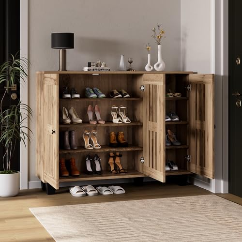 OKMYHOME Sideboard – Aufbewahrungsschrank mit 3 Türen und 8 Fächern, große Oberfläche – Spanplatte – 120 x 32 x 92 cm – Naturholz und schwarze Füße OKMYHOME Sideboard – Aufbewahrungsschrank mit 3 Türen und 8 Fächern, große Oberfläche – Spanplatte – 120 x 32 x 92 cm – Naturholz und schwarze Füße von OKMYHOME