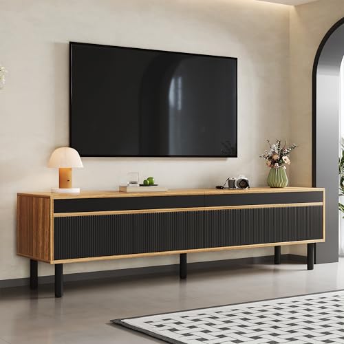 OKMYHOME TV-Bank, 3 Türen, für Wohnzimmer, MDF und Spanplatte – 170 x 38 x 47 cm – Schwarz und Naturholz OKMYHOME TV-Bank, 3 Türen, für Wohnzimmer, MDF und Spanplatte – 170 x 38 x 47 cm – Schwarz und Naturholz von OKMYHOME