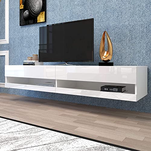 OKMYHOME TV-Hängeschrank aus Marmor, LED mit Aufbewahrung, 140 x 40 x 30,5 cm, Weiß, MDF OKMYHOME TV-Hängeschrank aus Marmor, LED mit Aufbewahrung, 140 x 40 x 30,5 cm, Weiß, MDF von OKMYHOME