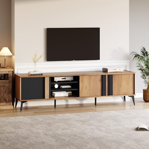 OKMYHOME TV-Lowboard mit 3 Türen und 4 offenen Fächern, Kabelmanagement, rustikaler Stil, MDF und Eisen, 180 x 40 x 50 cm, Braun OKMYHOME TV-Lowboard mit 3 Türen und 4 offenen Fächern, Kabelmanagement, rustikaler Stil, MDF und Eisen, 180 x 40 x 50 cm, Braun von OKMYHOME