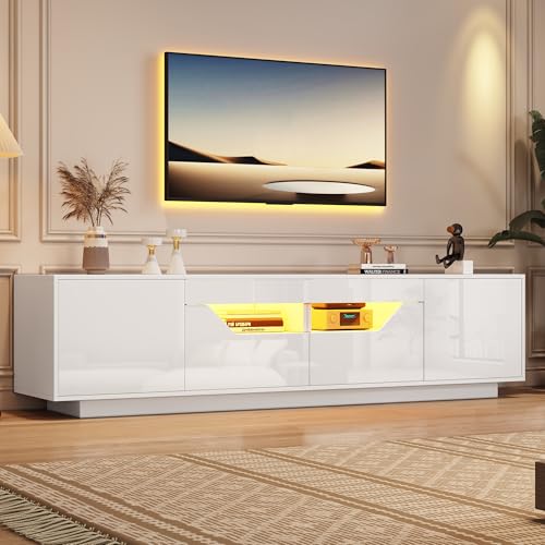 OKMYHOME TV-Möbel – mit 2 Schubladen und 2 Regalen, integrierte LED-Beleuchtung, für Fernseher bis zu 75 Zoll, modernes Möbelstück, 180 x 40 x 45 cm, Weiß OKMYHOME TV-Möbel – mit 2 Schubladen und 2 Regalen, integrierte LED-Beleuchtung, für Fernseher bis zu 75 Zoll, modernes Möbelstück, 180 x 40 x 45 cm, Weiß von OKMYHOME