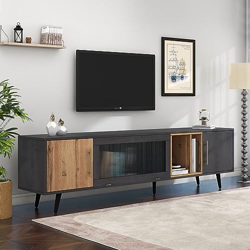 OKMYHOME TV-Schrank mit 3 Türen und 1 offenen Fach, für Wohnzimmer, MDF, 200 x 40 x 55,5 cm, Grau OKMYHOME TV-Schrank mit 3 Türen und 1 offenen Fach, für Wohnzimmer, MDF, 200 x 40 x 55,5 cm, Grau von OKMYHOME
