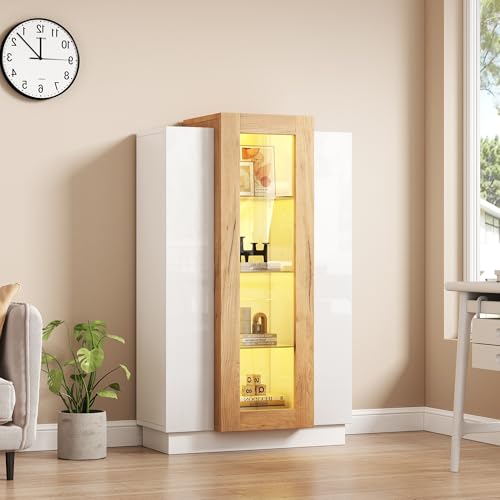 OKMYHOME Vitrine 74 x 40 x 120 cm – 3 transparente Türen, LED steuerbar per App, Regale aus Glas und Schublade – Spanplatte – Weiß OKMYHOME Vitrine 74 x 40 x 120 cm – 3 transparente Türen, LED steuerbar per App, Regale aus Glas und Schublade – Spanplatte – Weiß von OKMYHOME