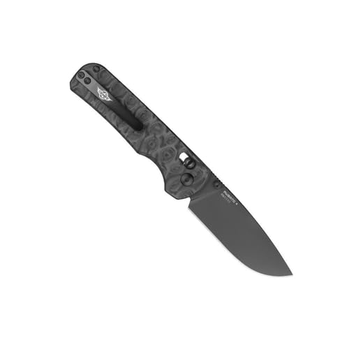 OKNIFE Rubato 4 Klappmesser, CPM-S35VN Stahl, 3.04“ Klinge Damast-Kohlefaser-Griff mit Titan-Taschenclip, Drop Point, Rail Lock, Daumenschraube von OKNIFE