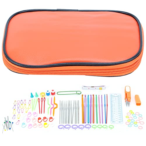 100 PCs Häkelhaken Set DIY 22 Häkel -Set mit kleinem Zubehör -Strickwerkzeug für Anfänger (Orange) von OKOVO