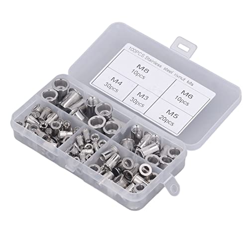 100 pcs Nietmutter, flacher runder Kopf M3 M4 M5 M6 M8 Aluminiumlegierung Förderer Fahrzeug Set Lagerbox 100 pcs Nietmutter, flacher runder Kopf M3 M4 M5 M6 M8 Aluminiumlegierung Förderer Fahrzeug Set Lagerbox von OKOVO