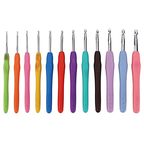 12 -pcs -Häkelhaken Nadeln Weichgummi Griff verschiedene Größen Stricknadeln Set für Anfänger erfahrene 12 -pcs -Häkelhaken Nadeln Weichgummi Griff verschiedene Größen Stricknadeln Set für Anfänger erfahrene von OKOVO
