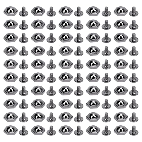 50 Sets 10 mm Sechskantnieten, Metallnieten, Schlitzschrauben-Set für Lederhandwerk, Kleidungsdekoration (Silberschwarz) von OKOVO