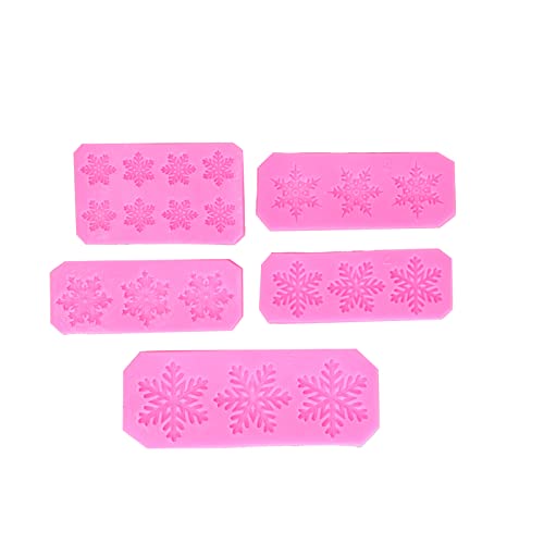 5pcs Schneeflockenformen kein viskoses Design 5 verschiedene Formen flexibel verwenden leicht saubere Schneesilikonform für DIY von OKOVO