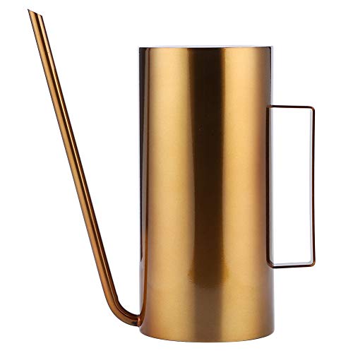 Edelstahl Langes Ausgusswässerung können Topf Blumenpflanze Bewässerungsinstrument Gold 1,5 l für Innengärten im Innenbereich von OKOVO