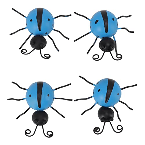 Eisen Ladybug Wandation mit schwarzen Flecken Ladybug -Wandhänge -Ornament für Garten Veranda (Blau) von OKOVO