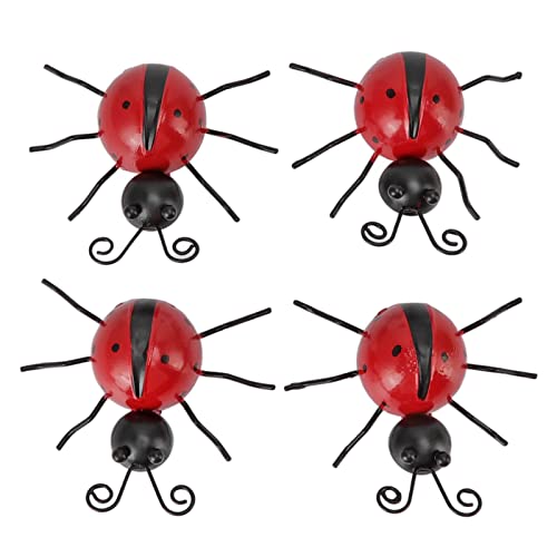 Eisen Ladybug Wandation mit schwarzen Flecken Ladybug -Wandhänge -Ornament für Garten Veranda (Rot) von OKOVO
