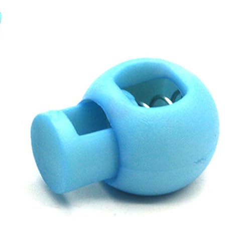 Federkabelschloss Ein -Loch -Endrunde Fastenknöpfe Schieberegleer Stopper Elastizitätskordel Seilschloss für Rucksack Shoelace Sportswear (Hellblau) von OKOVO