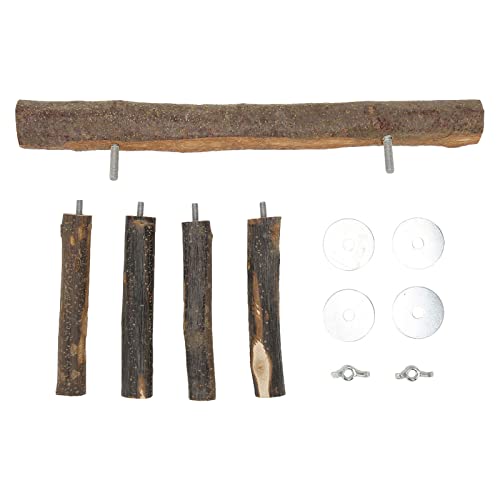 Holzvogelleiter Stand Barch 4 Schritt für kleine mittlere Papageienholz (Großgröße (24x18,5 cm / 9,4x7,3in)) von OKOVO