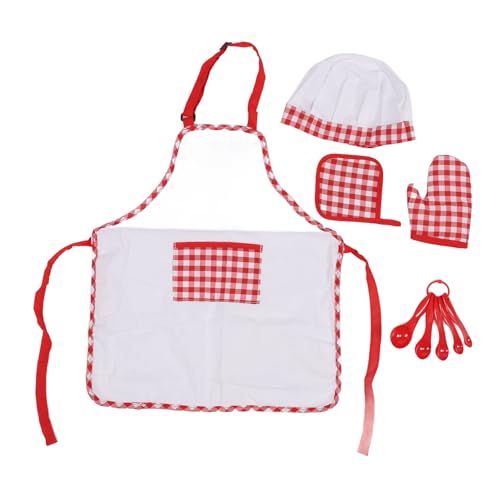 Kids Chef Kostüm Set Verstellbarer Gurtschürze Koch Koch Kinder Kochen und Backen Kochset für Mädchen Kleinkind von OKOVO