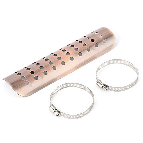 Motorradabgase-Rohr-Schild universeller Antiscalen-Beschützer Retro-Styling Premium-Qualitäts-Legierungsmaterial Indischer Victory 2-7cm 7-10 cm Klemme (2-7 cm Halsschlauch) von OKOVO