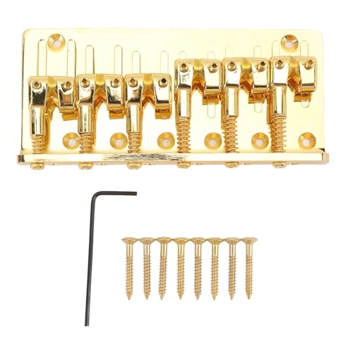 OKOVO Elektro Bassbrücke Zinklegierung 6 String fester Typ Ersatz Vintage Bass Bridge für das Training (Gold) von OKOVO