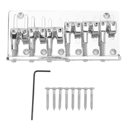 OKOVO Elektro Bassbrücke Zinklegierung 6 String fester Typ Ersatz Vintage Bass Bridge für das Training (Silber) von OKOVO