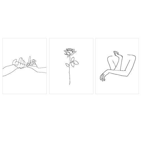 OKOVO Moderne einfache abstrakte Linie Leinwand Wallbild Home ation Wohnzimmer Schlafzimmer Restaurant Hotel 3PCS Set von OKOVO
