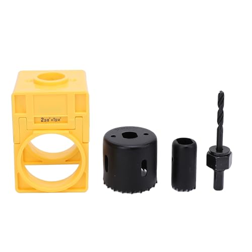 Türschloss-Installations-Kit Stahlwelle Guide Vorlage Säge für Holztüren 1-3/8 bis 1-3/4 Zoll Dicke 2-3/8 oder 2-3/4 Zoll Hintergrund (Gelb) von OKOVO