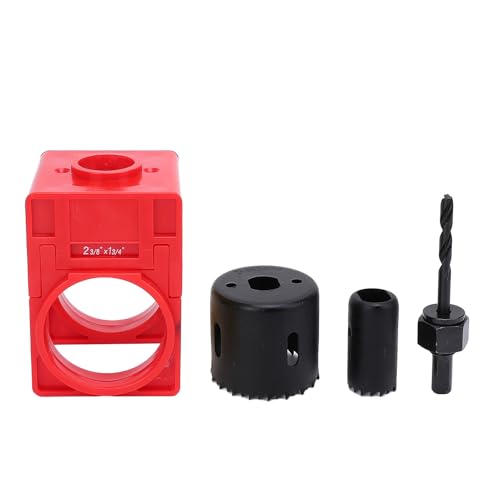 Türschloss-Installations-Kit Stahlwelle Guide Vorlage Säge für Holztüren 1-3/8 bis 1-3/4 Zoll Dicke 2-3/8 oder 2-3/4 Zoll Hintergrund (Rot) von OKOVO