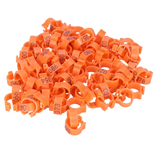 Vögel Fußringe Zahlen Identifikation 100pcs Taubenbänder Geflügelklammring für Homing -Tauben oder Erwachsene Vögel Kleiner Größe Leichtes Gewicht (Orange) von OKOVO
