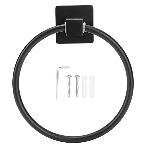 Wand montiertes haltbares Handtuchringregal für Badezimmer Runde Halterbügel Hardware Schwarzes kreisförmiges Design für kleine Zimmer von OKOVO