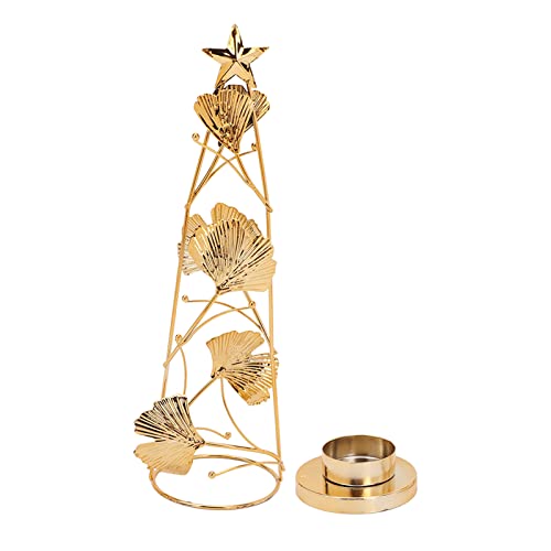 Weihnachtskerze -Standbaumform Aprikosenblatt Europäischer Stil Metalldekorationen Home Golden von OKOVO