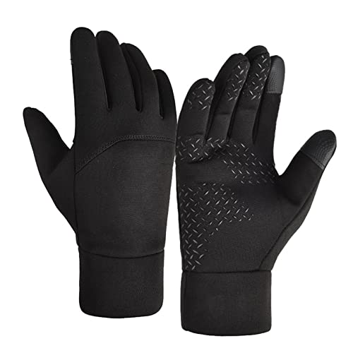 Winter Männer Handschuhe winddichte wasserdicht gebürstete Touchscreen für Outdoor -Aktivitäten Skifahren schwarz (M) von OKOVO