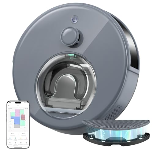 OKP L7G Saugroboter mit Wischfunktion 3 in 1, Staubsauger Roboter mit 6000pa, LiDAR-Navigation, 150 Min Laufzeit, Roboterstaubsauger mit Alexa/APP/WiFi, Ideal für Tierhaare, Teppiche, Hartböden, grau von OKP