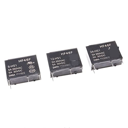 OKPPLFJUI 5Pcs HF46F Relais 5A 4Pin HF46F-5-HS1 HF46F-12-HS1 HF46F-24-HS1 Power Relais EIN Schließer 5 12 24 VDC 5A 250VAC(HF46F-5-HS1) von OKPPLFJUI