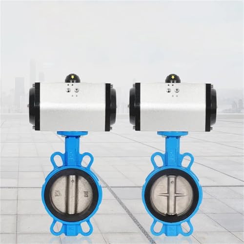 Pneumatisches Absperrventil D671X-10/16 Wafer-Typ sphärisch Lnk 304 Edelstahl Schnellabsperrventil DN40/50/65/80/100-300(DN80, sphärische Tintentafel) von OKPPLFJUI