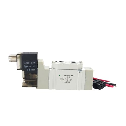 SY 3000 M5 G1/8 Pneumatisches Mini-Magnetventil, 2 Positionen, 5-Wege-Elektromagnetventil, Typ-Automatisierung (einfarbig, SY3220 M5 2-5-Wege) von OKPPLFJUI