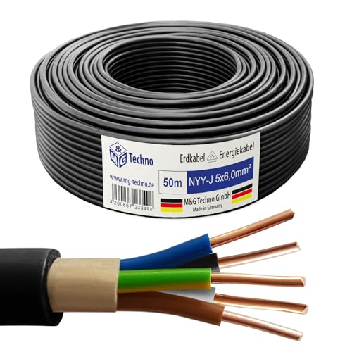 M&G Techno 50m NYY-J 5x6 mm² Erdkabel Elektrokabel Beton und Freien Kupfer Made in Germany von OKSI
