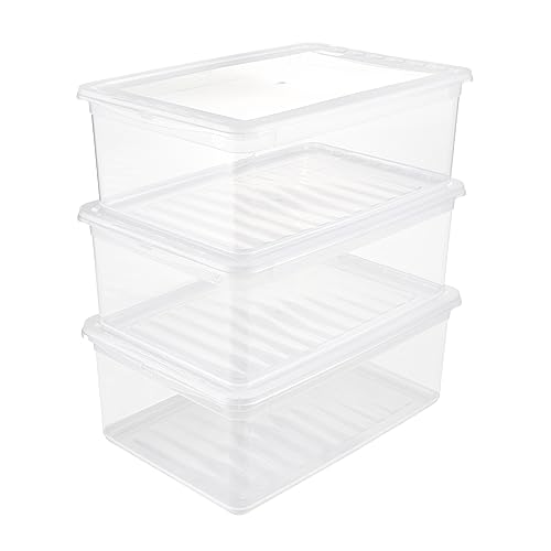 keeeper Aufbewahrungsboxen mit Air Control System, 3-teiliges Set, Höhe: 14 cm, 3 x 11 l, 39 x 26,5 x 14 cm, Bea, Transparent von keeeper