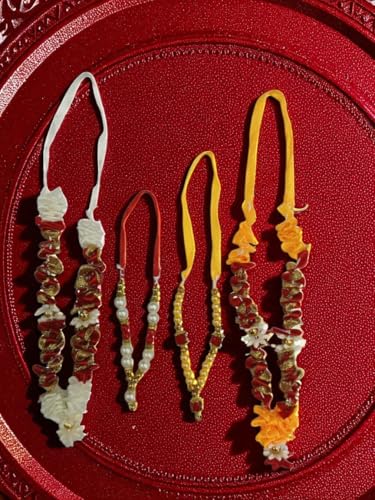 Girlande mit Perlen, künstliche Blume, Mala für Gott, Idol, 4 Stück, wiederverwendbar, Pooja, kleine Haarmala, Perlen, Moti-Band, Girlande für Bilderrahmen, Pooja, Shringar, Puja-Zubehör, 15,2 cm Girlande mit Perlen, künstliche Blume, Mala für Gott, Idol, 4 Stück, wiederverwendbar, Pooja, kleine Haarmala, Perlen, Moti-Band, Girlande für Bilderrahmen, Pooja, Shringar, Puja-Zubehör, 15,2 cm von OKU 1