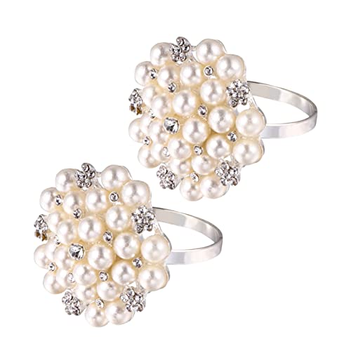 OKUMEYR 1 Satz 6st Serviettenringe Mit Strasssteinen Serviettenringe Aus Perlen Dekorative Serviettenringhalter Perlenblumen-serviettenringe Bling Serviettenringe Silber Metall Silver von OKUMEYR
